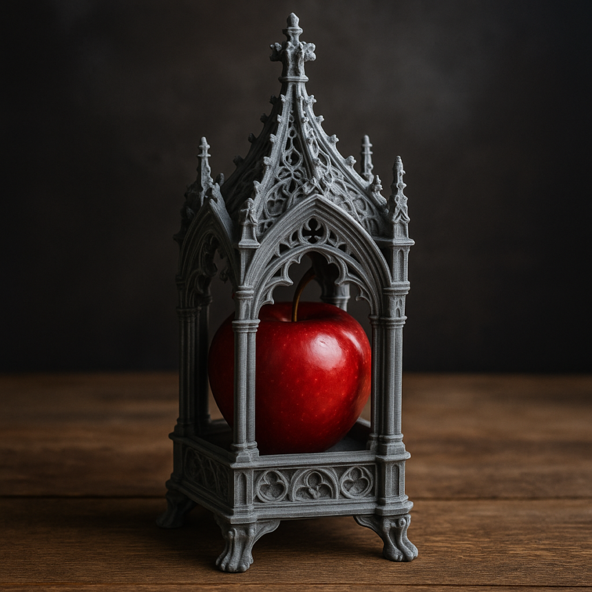 Łączenie druku 3D i cięcia laserowego: Stworzyliśmy "Gotycki relikwiarz Śnieżki" 🍎