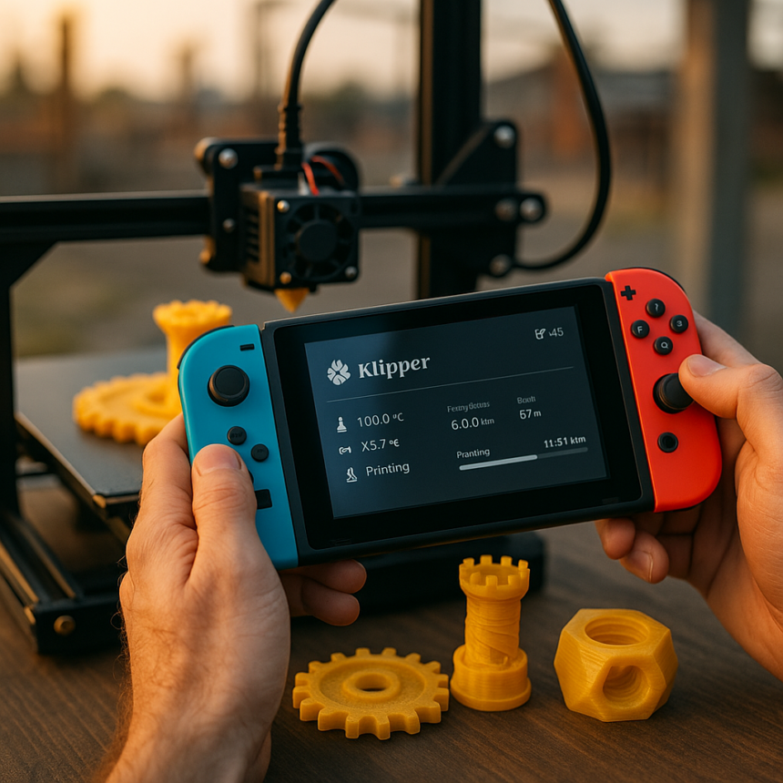 YouTuber uruchamia Klipper na Nintendo Switch, aby skrócić czas druku 3D o 1000% na starej drukarce 3D