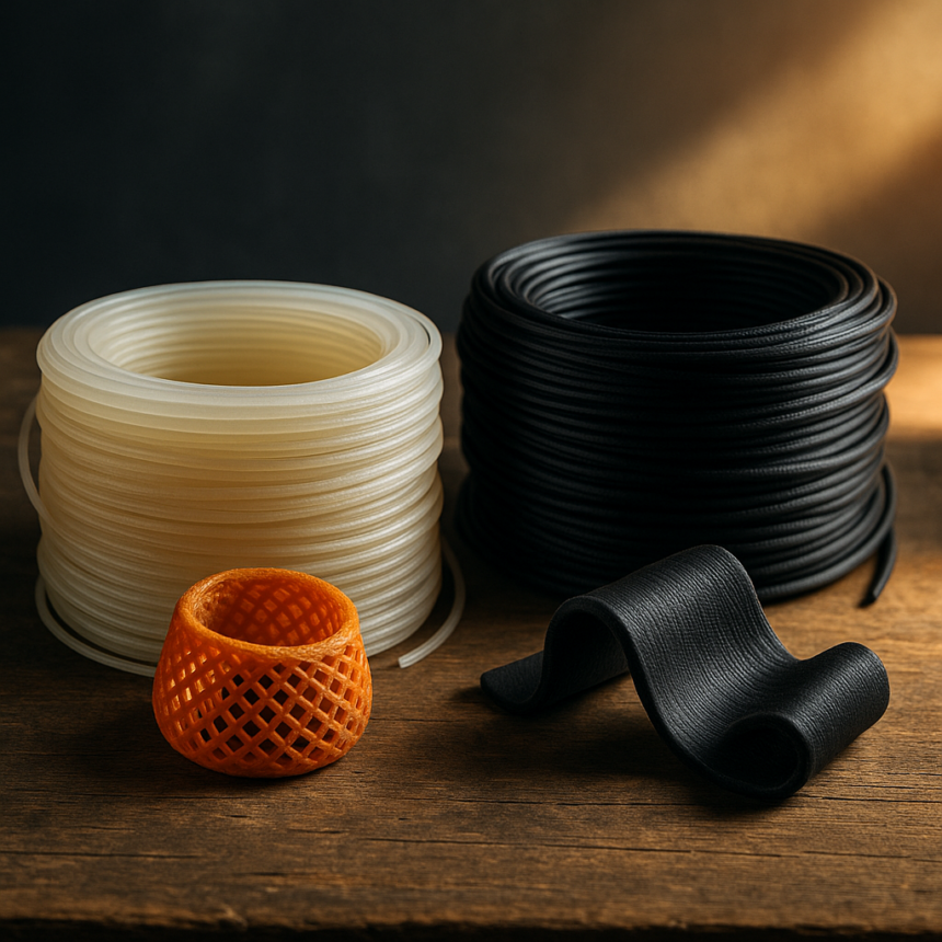 TPE a TPU filament: Wybór odpowiedniego elastycznego materiału