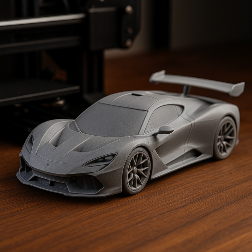 Dynamika międzybranżowa: 3D drukuje mini prototyp hypercara dla Lil Zoomers