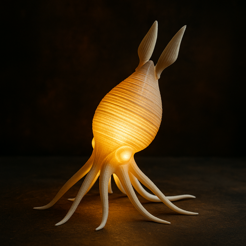 Lampa AuraShell – Rzeźba świetlna inspirowana kałamarnicą