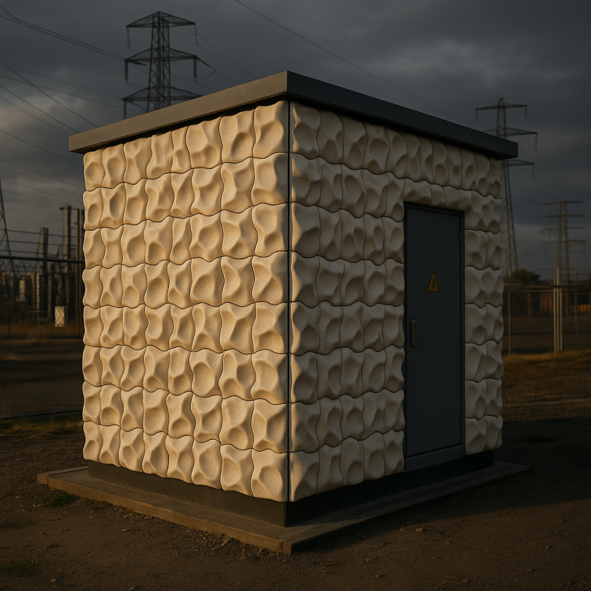 Rotterdamskie studio pokrywa holenderską stację transformatorową 322 niestandardowymi 3D drukowanymi ceramicznymi płytkami