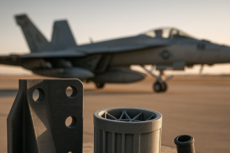 US Navy testuje części myśliwców drukowane w 3D, które skracają czas naprawy o połowę — zdalnie rozmieszczone drukarki 3D produkują części kompozytowe, testy lotnicze zaczynają się na operacyjnych myśliwcach F/A-18 Super Hornet